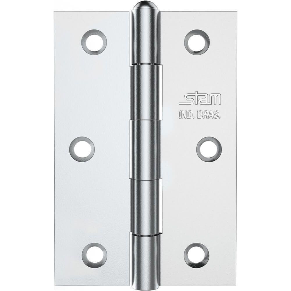 Dobradiça 3.1-2 X 2.5-16” X 1,5mm Com Pino Reversível E Canto Reto Galvanizado - 42052 - Stam