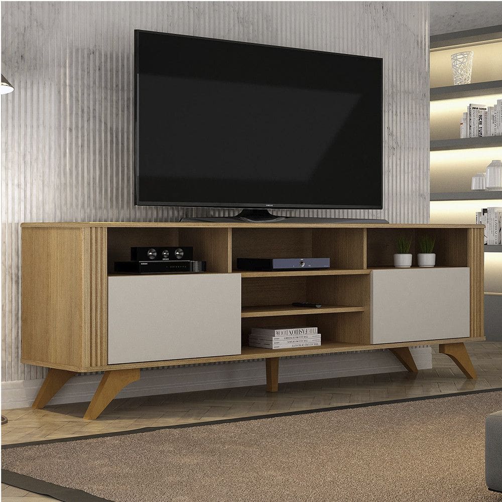 Rack Bancada 2 Portas Pés Madeira Maciça Mariana Vademoveis