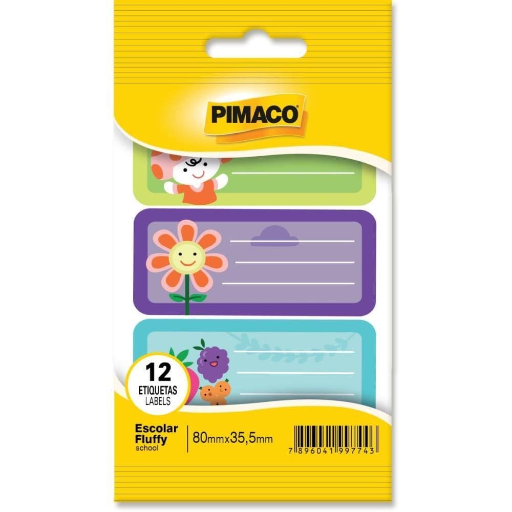 Etiqueta Escolar Decorada Fluffy 80x35,5mm C/12Etiq. Pimaco