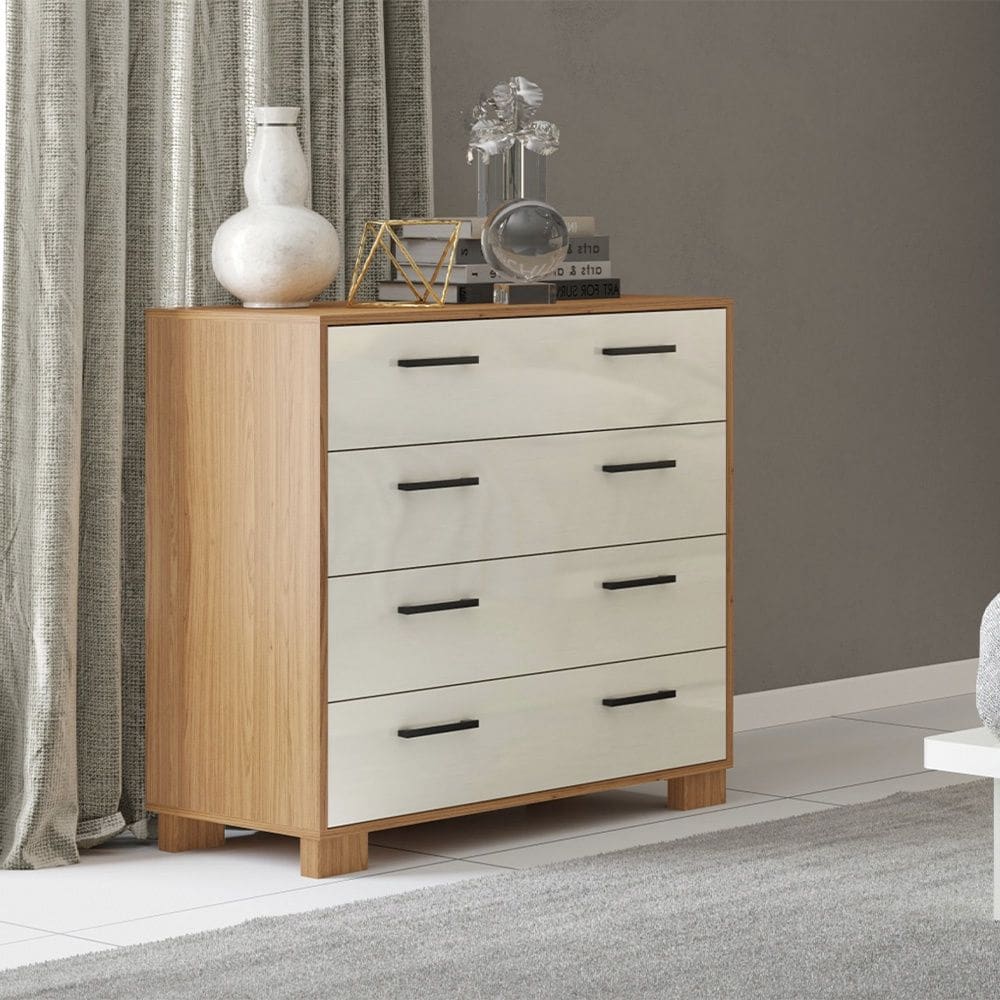 Cômoda 4 Gavetas Reta W344 Freijó Off White Dalla Costa