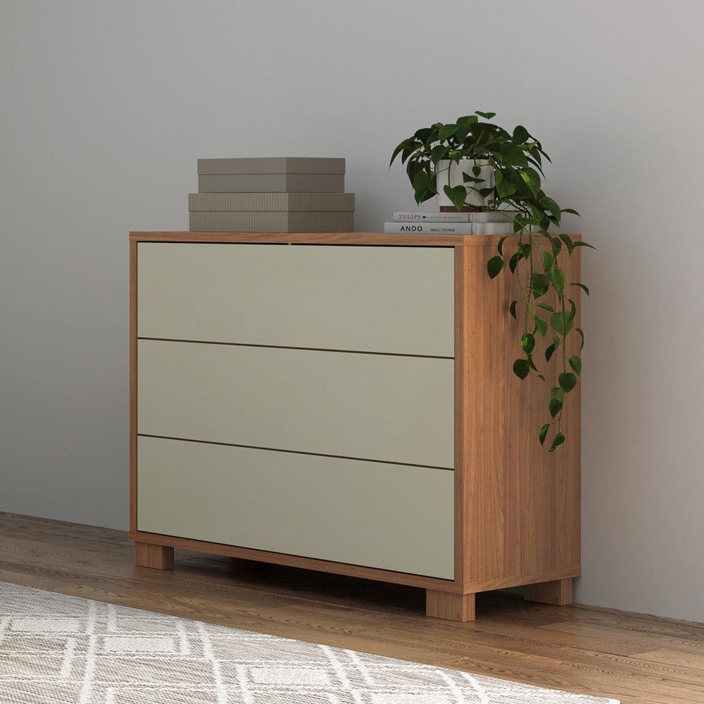 Cômoda 3 Gavetas Reta TW54 Freijó Off White Dalla Costa