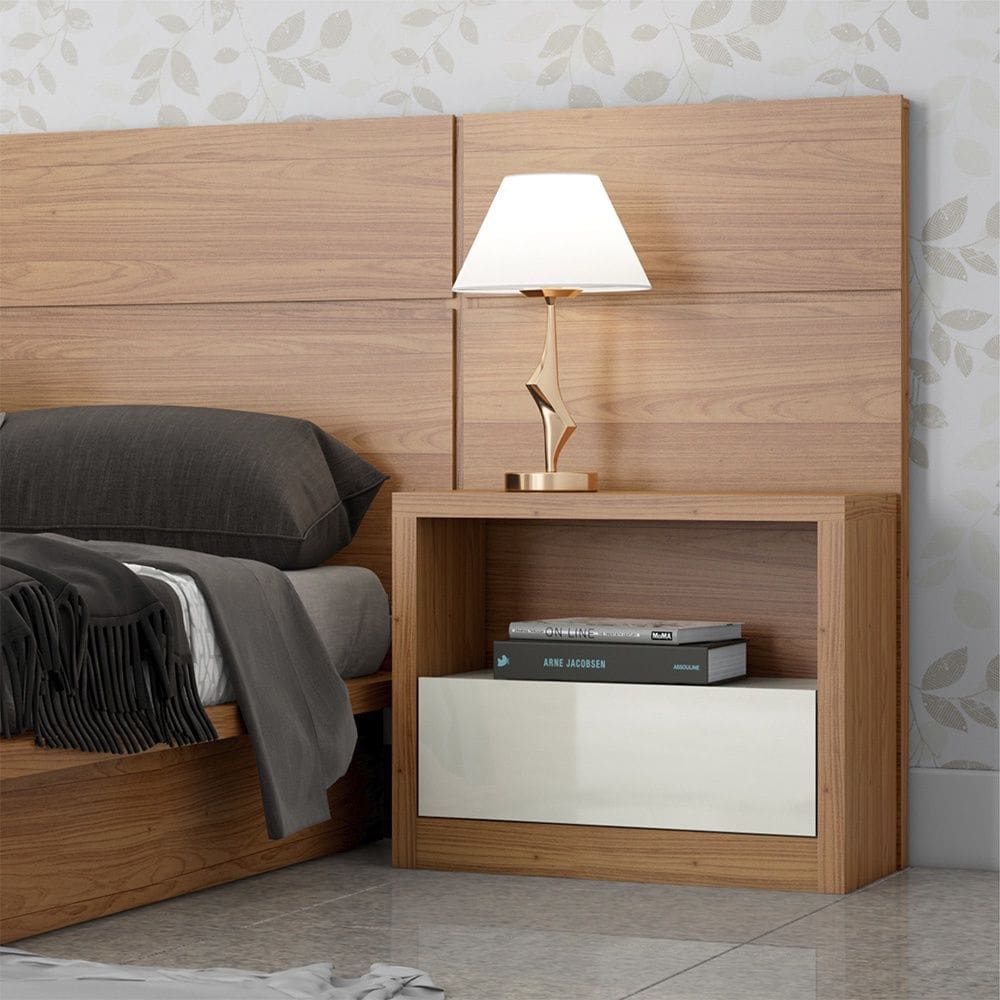 Mesa de Cabeceira 1 Gaveta TW140 Freijó Off White Dalla Costa