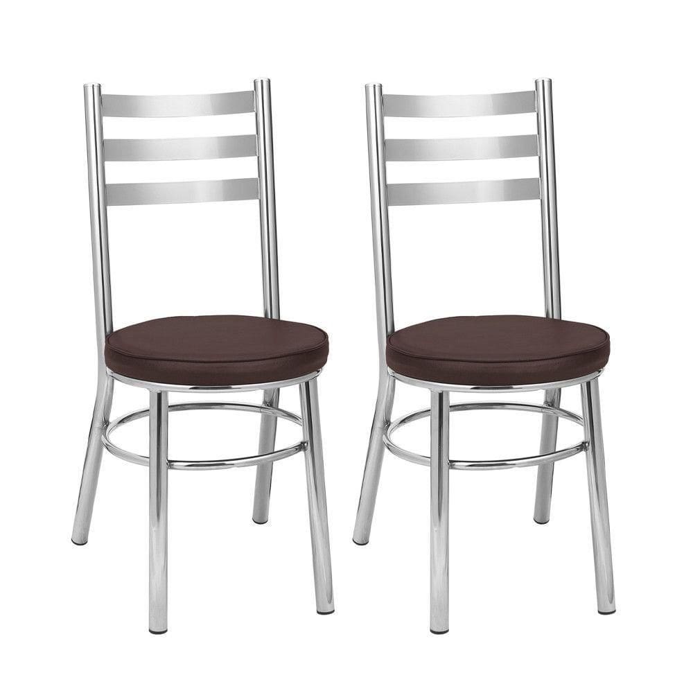 Kit 2 Cadeiras Cromadas Cc80 Debrum Treparoni Marrom
