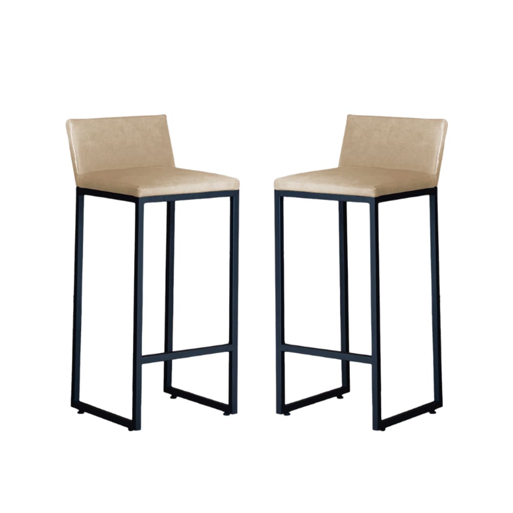 Kit 2 Banquetas Alta Dani Reforçada Decorativa Balcão Bancada Cozinha Bar Base Preta Courino