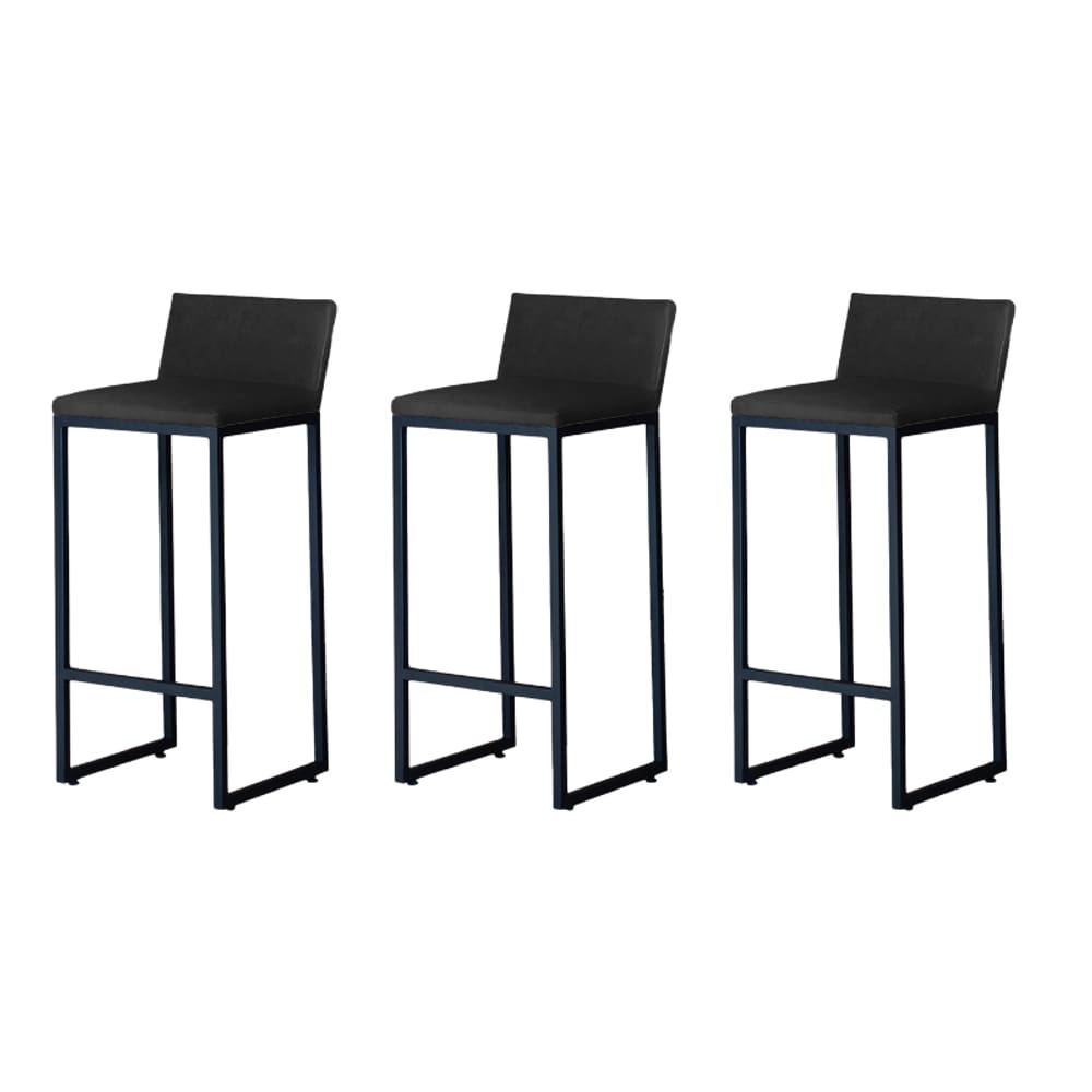 Kit 3 Banquetas Alta Dani Reforçada Decorativa Balcão Bancada Cozinha Bar Base Preta Courino