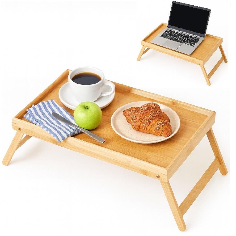 Bandeja Mesa Notebook Bambu Dobravel Rustica Apoio Madeira Cafe Da Manha Cama Sofa Suporte Home Office Multiuso Luxo