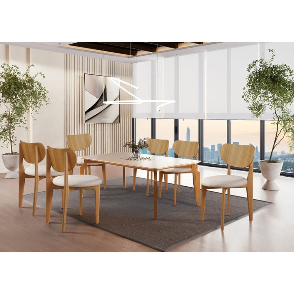 Sala de Jantar Madeira Maciça 6 Cad 1,6x1m Hibisco Harmonia
