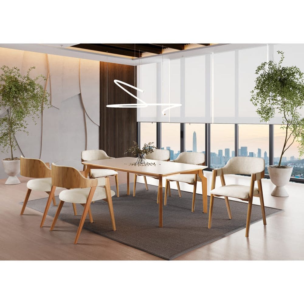 Sala de Jantar Madeira Maciça 6 Cad 1,60x1m - Dália Harmonia