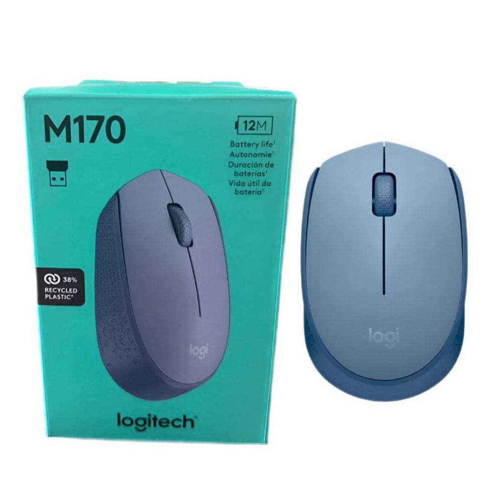 Mouse Sem Fio Logitech M170 Com Pilha Inclusa - Azul Claro