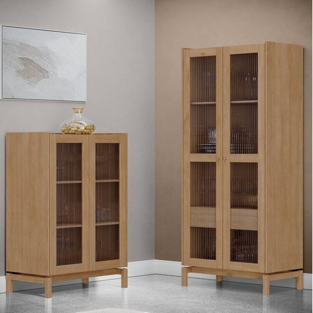 Conjunto 2 Cristaleiras 100% Madeira Maciça - Linha Barcelona Tauari