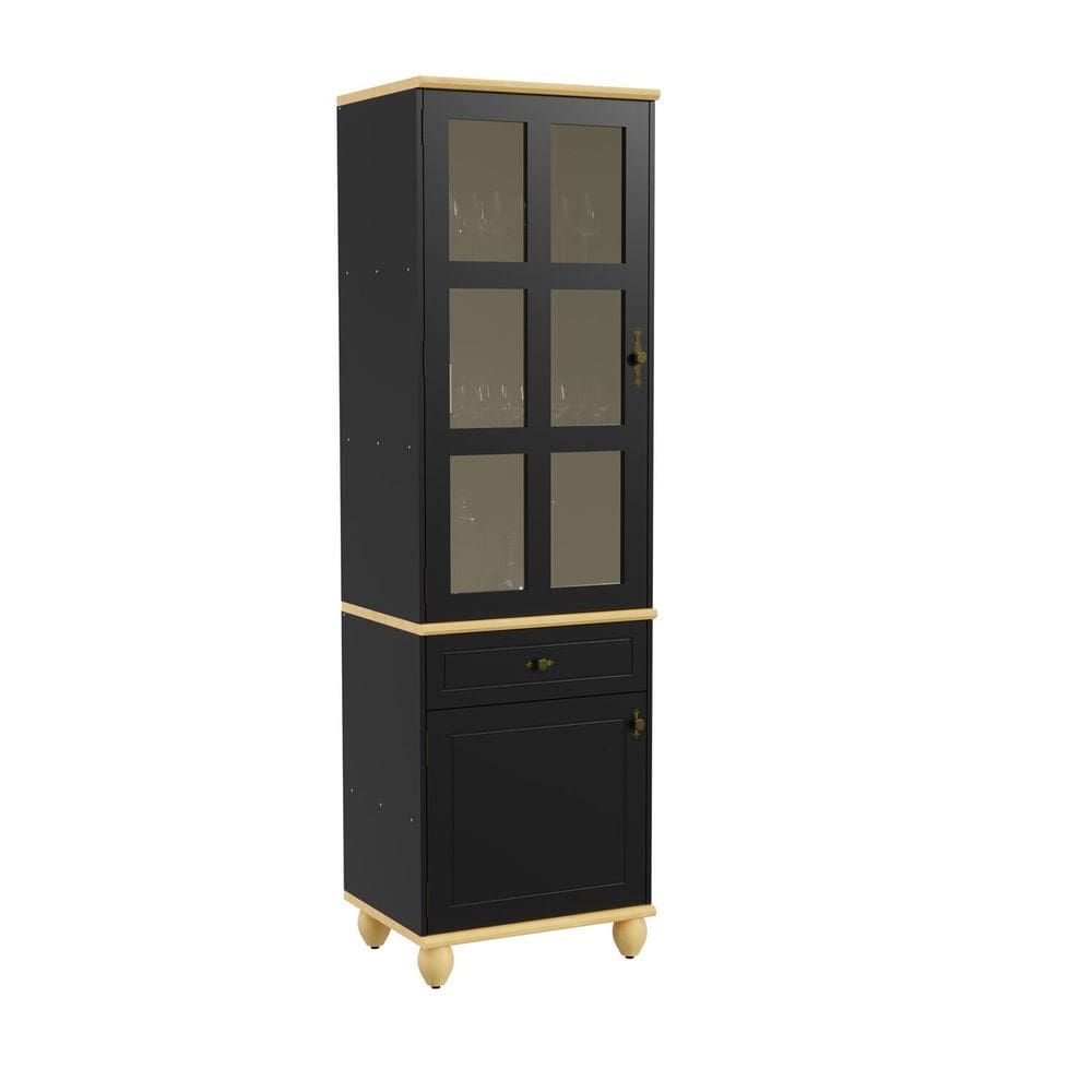 Cristaleira 2 Portas 1 Gaveta Linha Joy Preto
