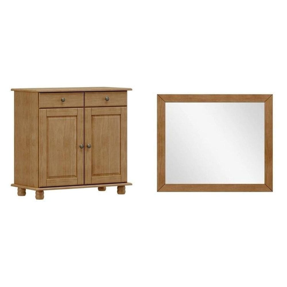 Conjunto Balcão 2 Portas + Espelho 100% Madeira Maciça - Linha Rubi Freijó