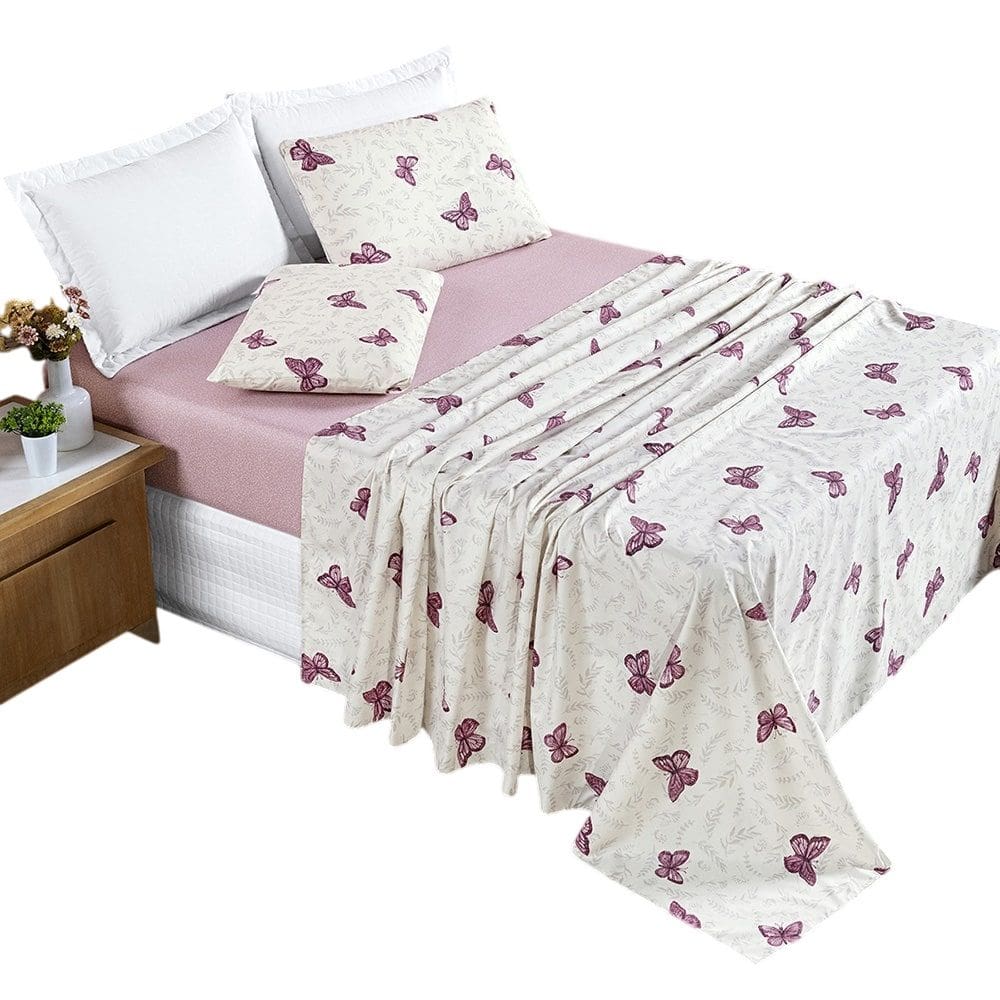 Jogo de lençol Solteiro Alycia Micropercal  3pç 100% Poliéster - Borb