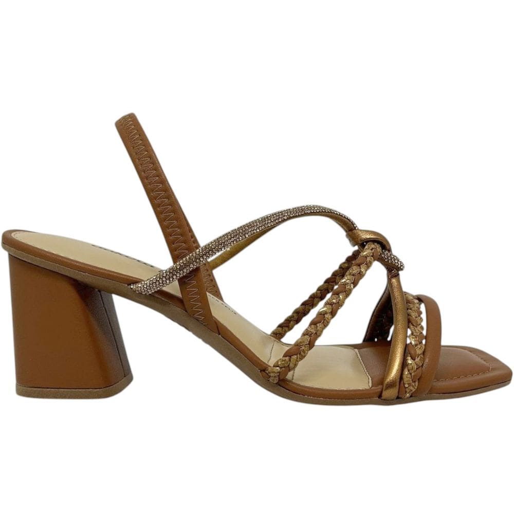 Sandália Feminina Casual Dia a Dia Passeio Trabalho Tiras Trançadas Salto Grosso Conforto Dakota Y9761