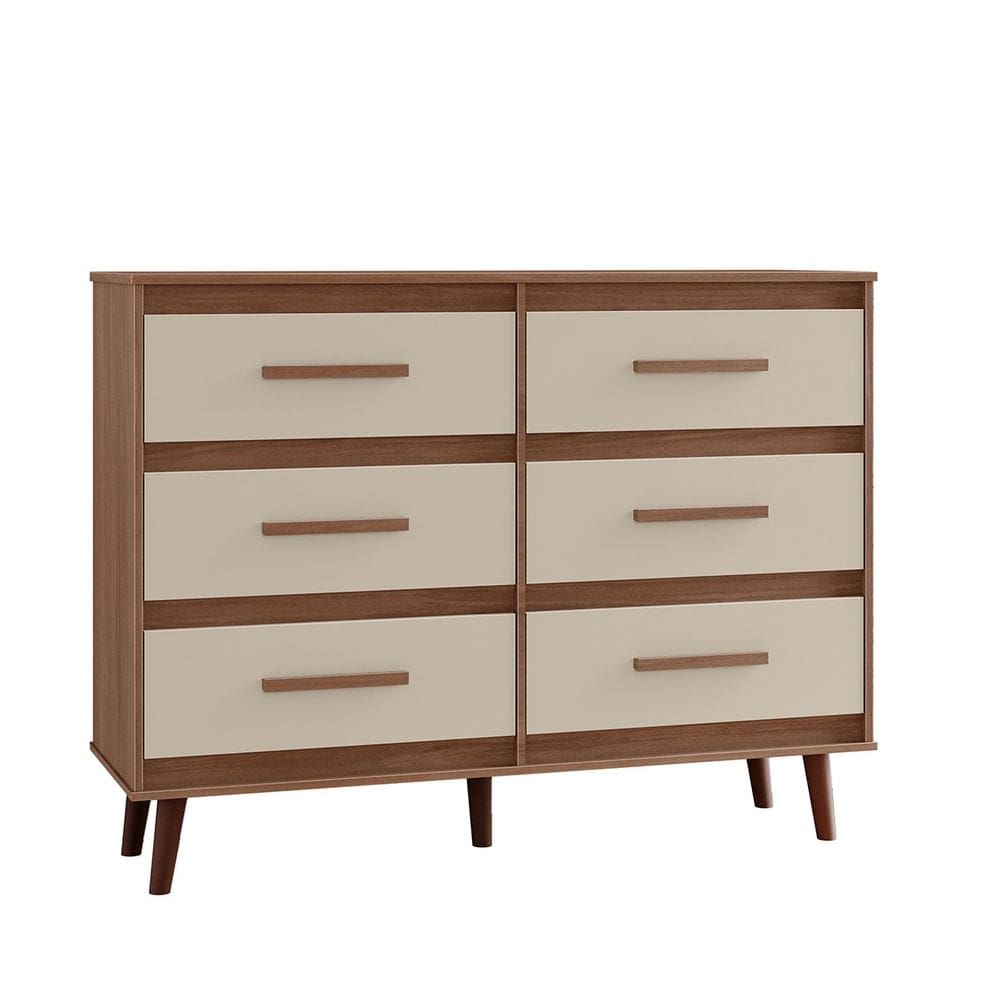 Cômoda Pé Palito para Quarto 6 Gavetas Lima