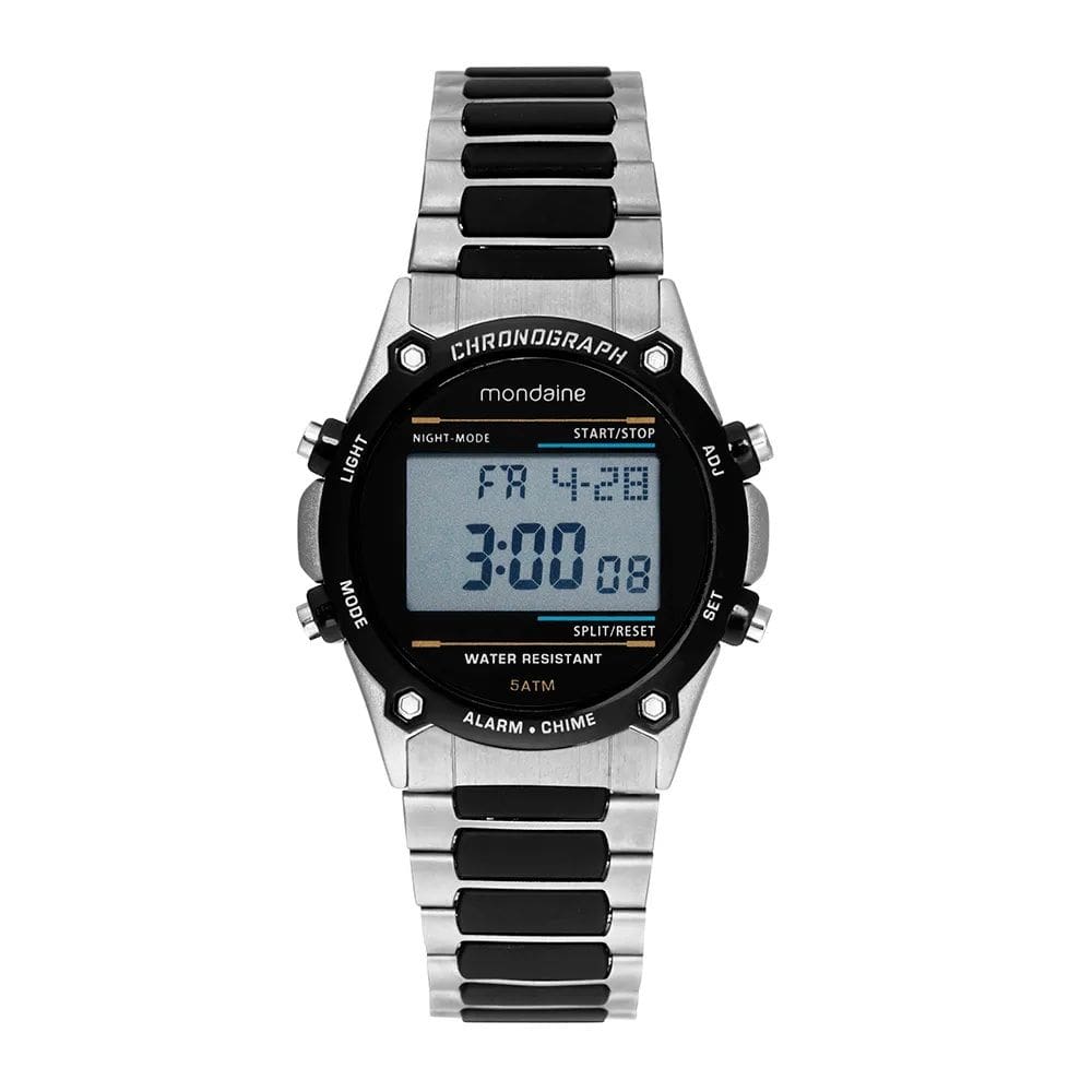 Relógio Mondaine Masculino Cronógrafo Digital Detalhes Preto 32812G0MVNF2