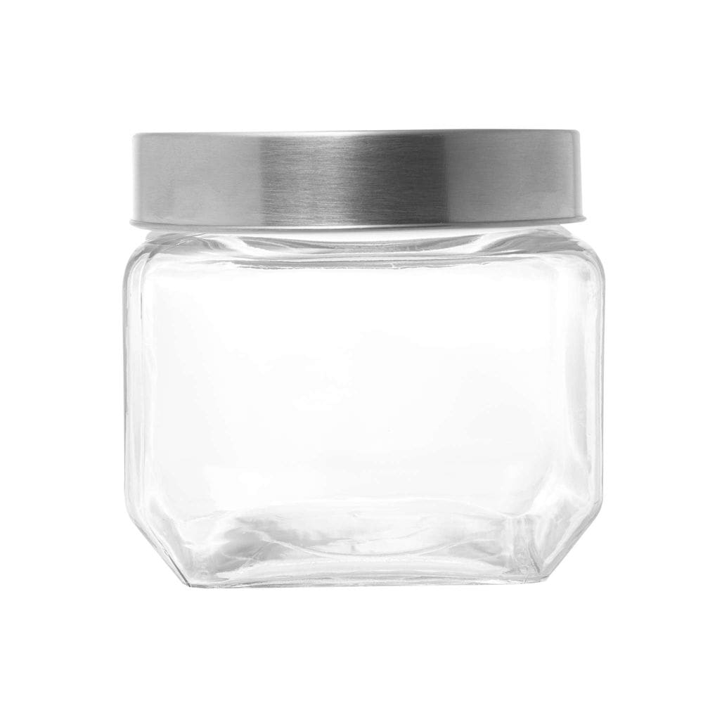Pote Hermético Gastro de Vidro com Tampa de Metal Prateada 800ml - Lyor