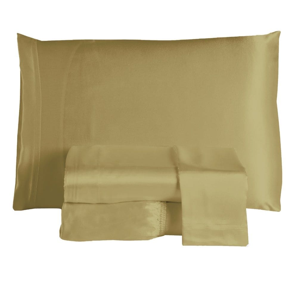 Jogo Lençol Queen Cetim Charmous 4pç 100% Poliéster - Dourado