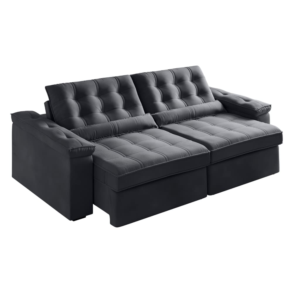 Sofá Retrátil e Reclinável 4 Lugares 2,52m Veludo Ilhéus