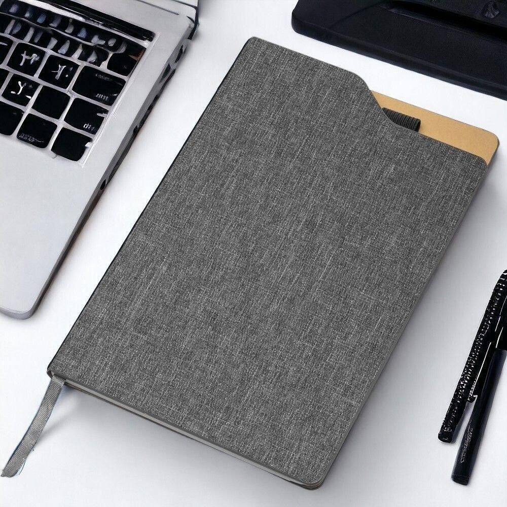 Caderno Sofisticado Com Capa Dura - Folhas Pautadas Em Tom De Cinza Para Anotações