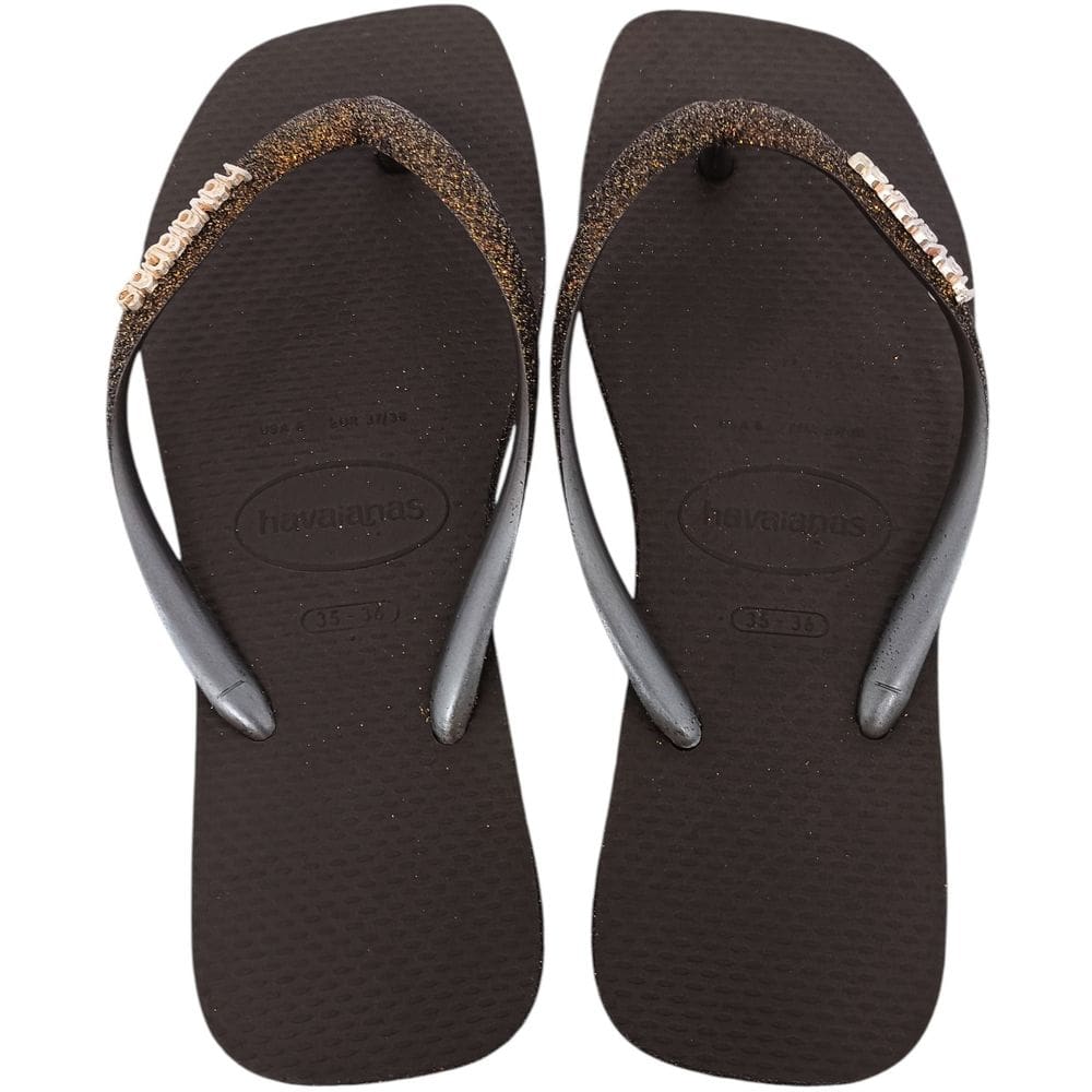 Chinelo Dedo Feminino Casual Dia a Dia Passeio Praia com Brilho Havaianas Slim Square Sparkle