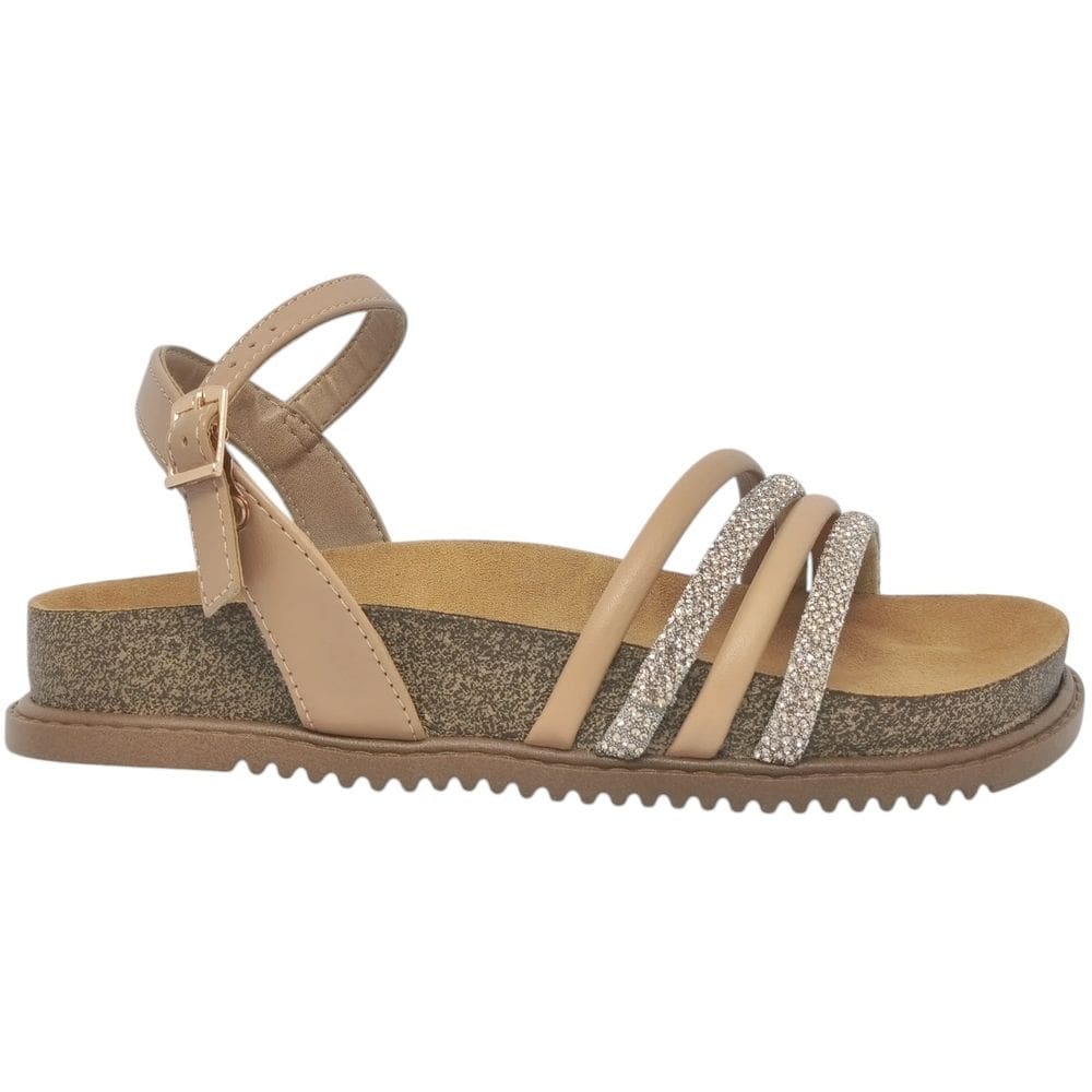 Sandália Feminina Papete Casual Dia a Dia Passeio Trabalho Tiras com Strass Conforto Beira Rio 8523.118