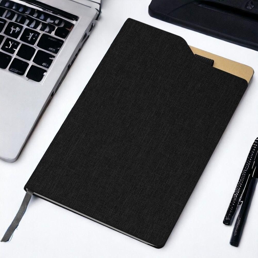 Caderno Elegante Com Capa Dura E Folhas Pautadas Em Preto - Ideal Para Suas Anotações!