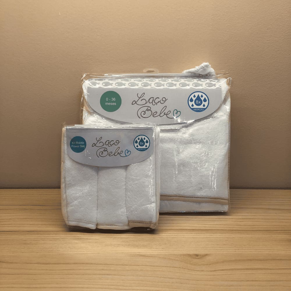 Kit Toalha de Banho e 3 Paninhos de Boca/Babitas Bege - Laço Bebê