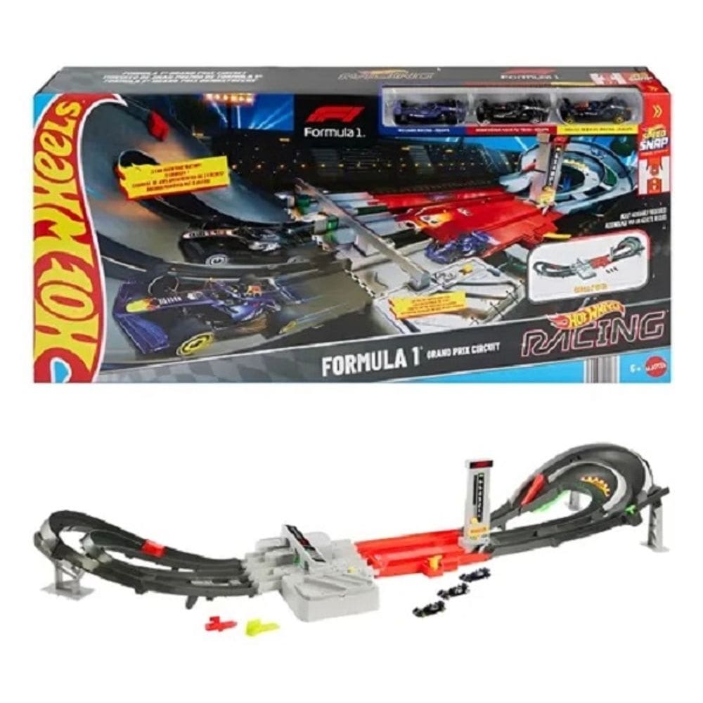 Hot Wheels Pista 1,5M Racing Formula 1 Circuito Grand Prix 2025 – Grande Premio C/ 3 carrinhos - Mattel