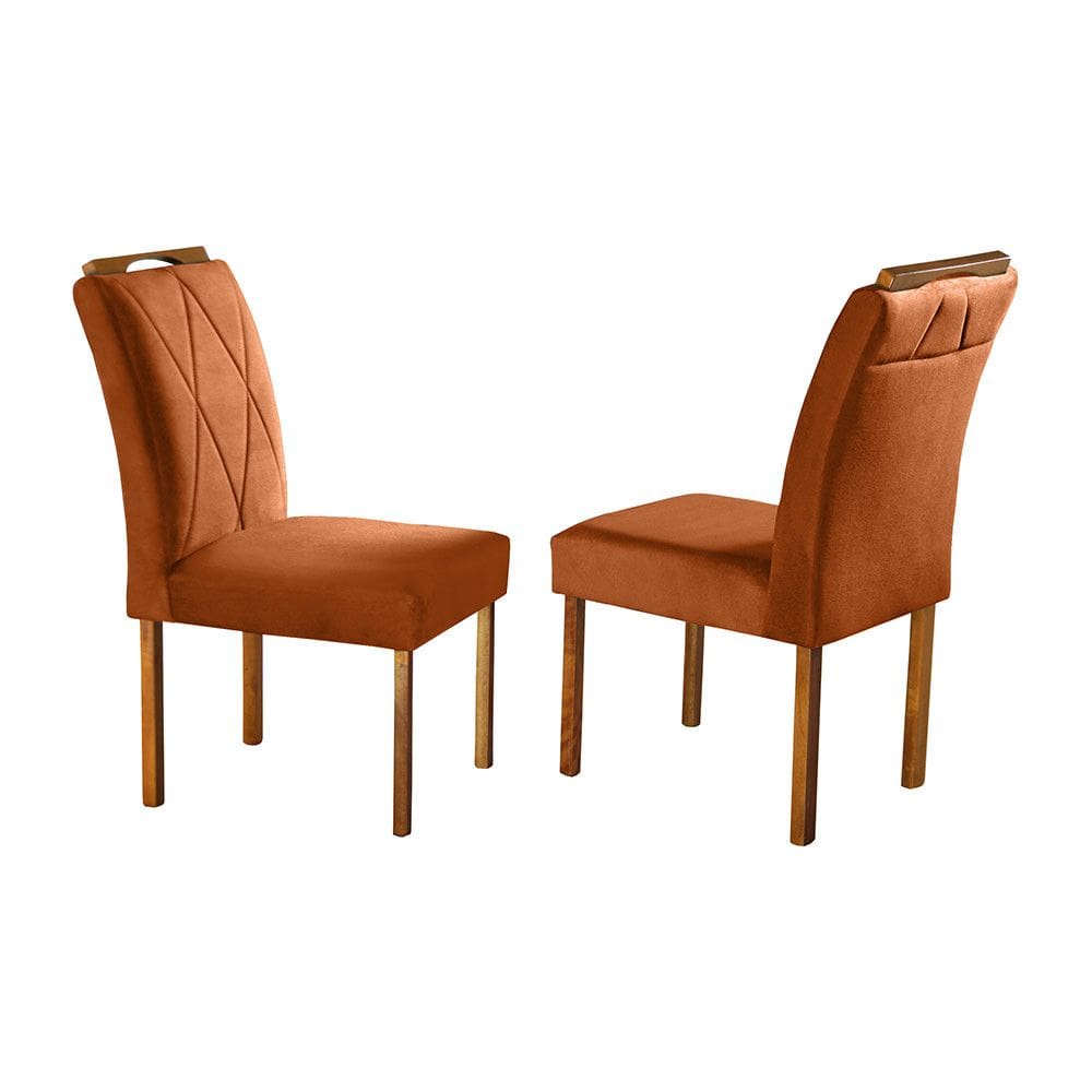 Par de Cadeiras Rubi em Madeira Maciça e Tecido Veludo Móveis Mix