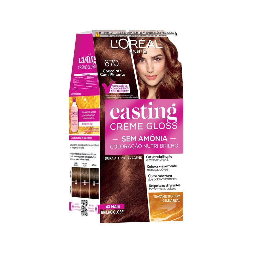 Tintura Casting Creme Gloss L`oréal Paris 670 Chocolate com Pimenta