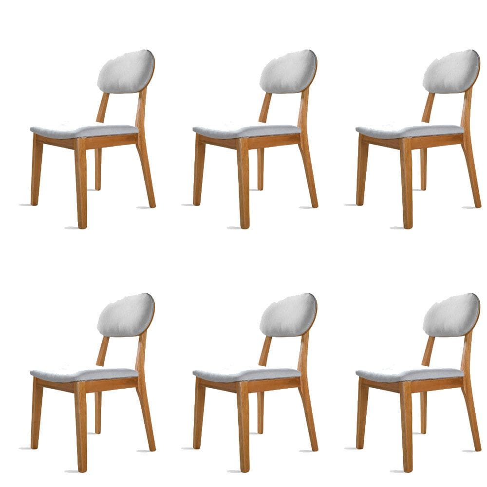 Kit 6 Cadeiras Dalia Madeira Maciça Tauari e Linho Prata