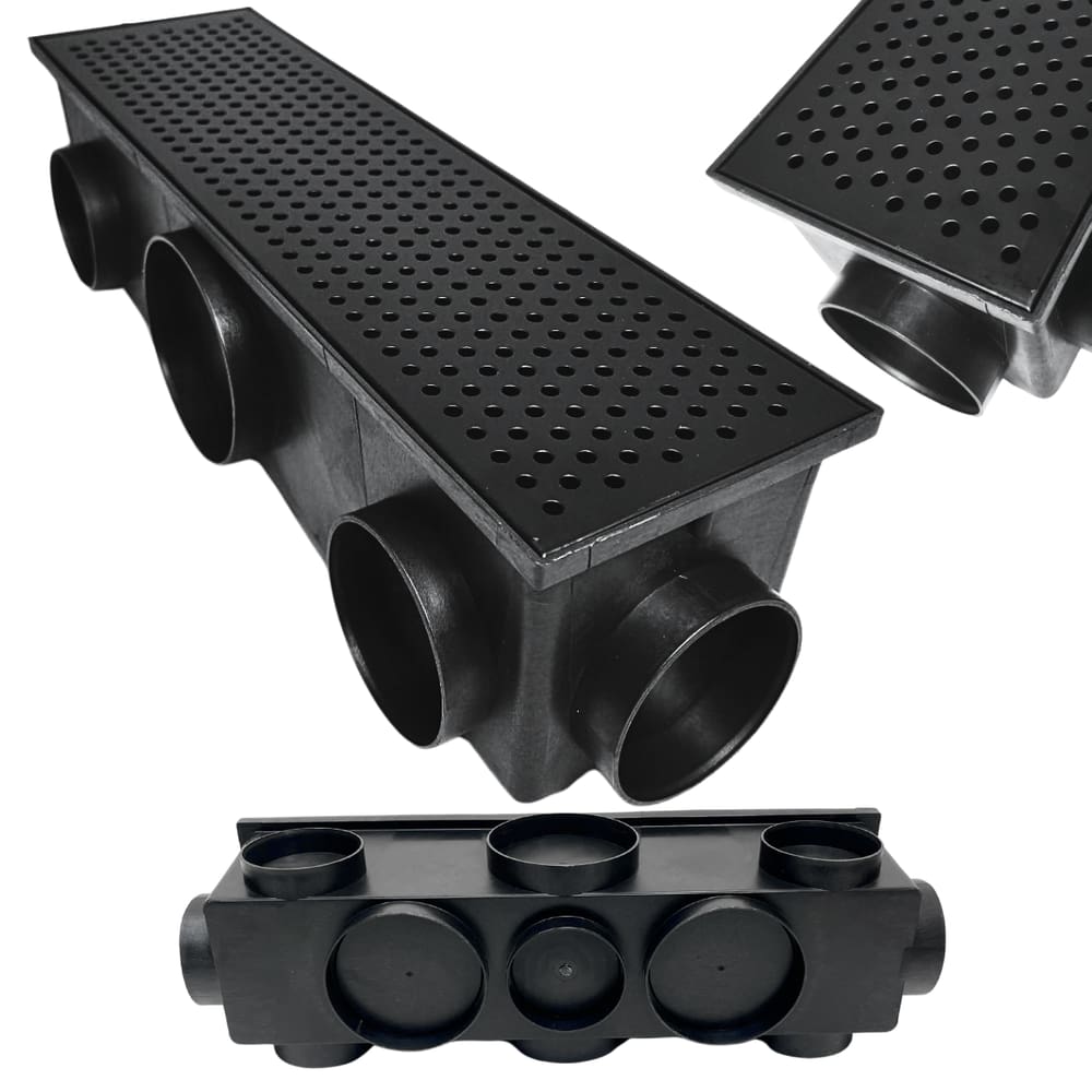 Ralo Completo Furos 15x50 Preto Fosco Cocho Escoamento Preto 11 Saídas Modular