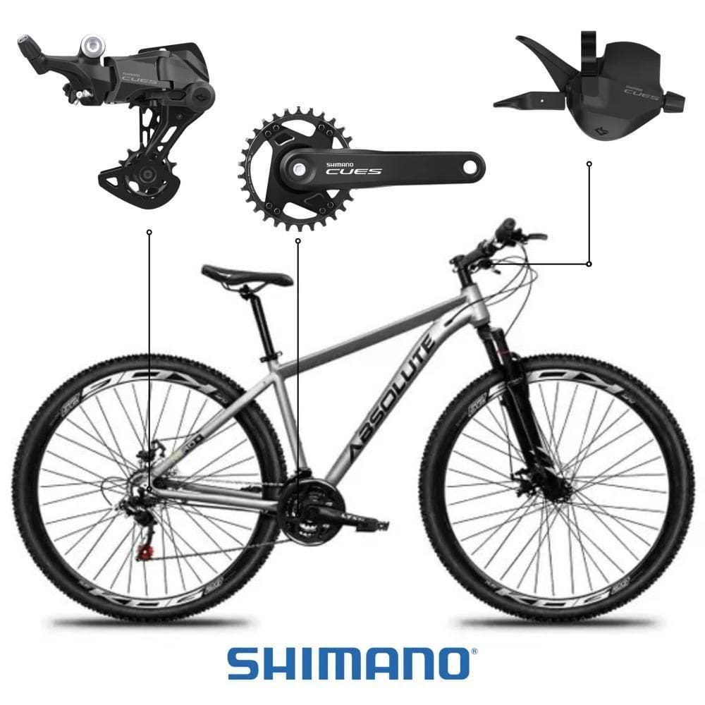 Bicicleta Aro 29 Absolute Nero 5 Shimano Cues 9v Alumínio Freio Hidráulico 15 Cinza