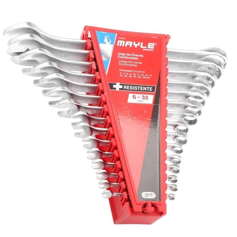 Jogo De Chave Combinada De 6 A 32mm Com 15 Peças - 102404 - Mayle Jg. Chave Comb 6 A 32mm 15pcs Mayle