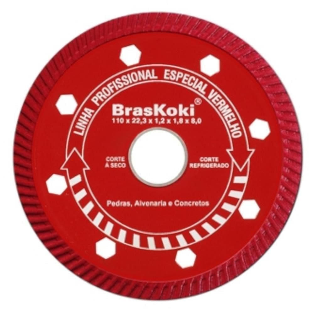Disco Diamantado 110mm Tubojet Vermelho - 22.0940202 - Braskoki Disco Diamantado Turbojet 110mm Vermelho