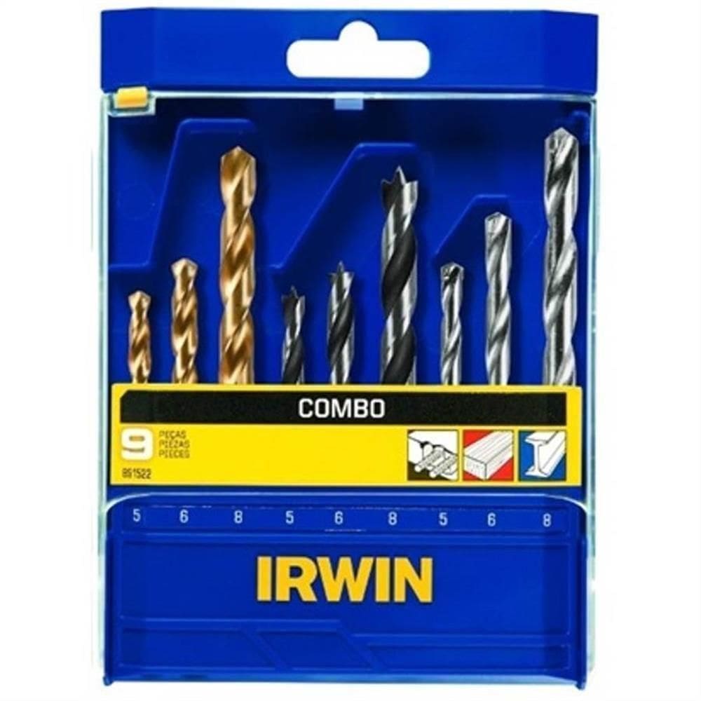 Conjunto De Brocas Para Metal, Madeira E Concreto 9 Peças - 891522 - Irwin Cj.brocas Metal Mad.conc.c-9pcs Irwin 891522
