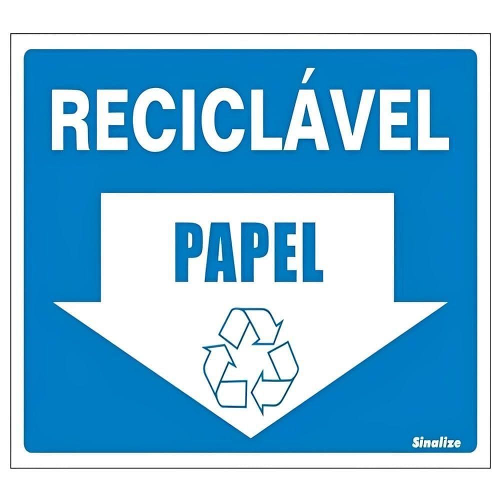 Placa De Vinil Auto-adesiva 15x20cm Reciclável Papel - 420 As - Sinalize Placa Vinil 15x20 (lixo Papel) Sinalize 420as