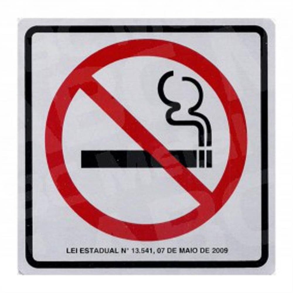 Placa De Alumínio Auto-adesiva 15x15cm Não Fume - 120 Ab - Sinalize Placa Alum.15x15 Nao Fume - Lei Estadual 120ab-sp