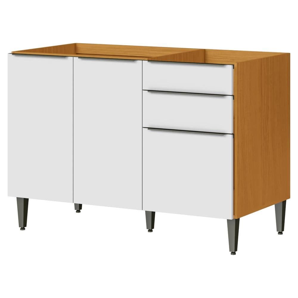 Balcao Para Pia 3 Portas 2 Gavetas 120 cm MDF 2006807 ARMoveis