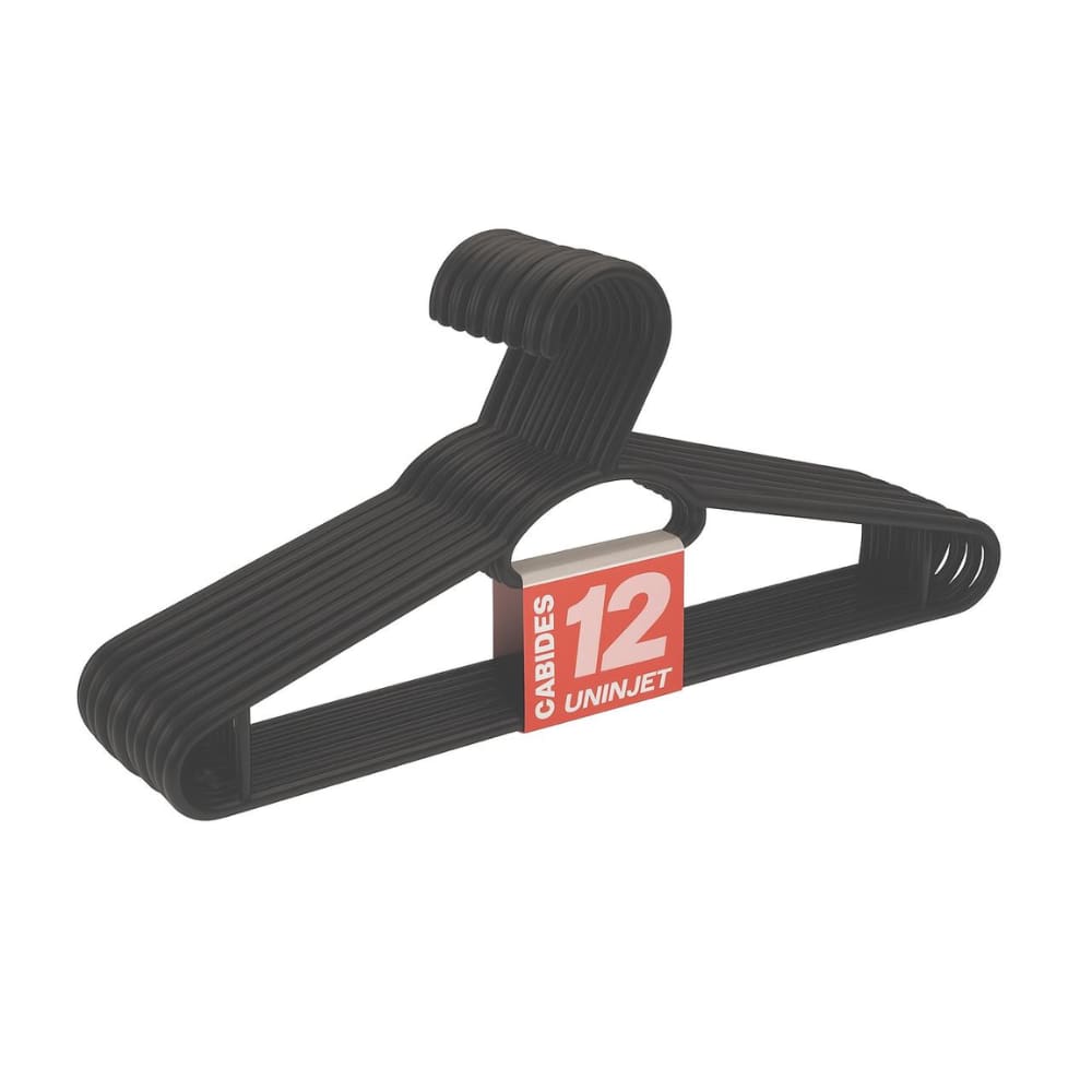 Kit Conjunto Jogo 12 Cabides Pretos Estrutura reforçada e durável Compactos  - Uninjet