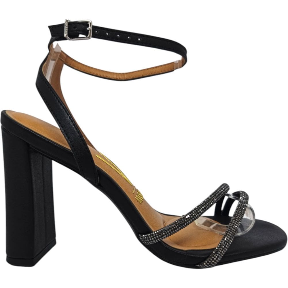 Sandalia Feminina Casual Social Dia a Dia Passeio Trabalho com Strass Salto Alto Vizzano 6550.103