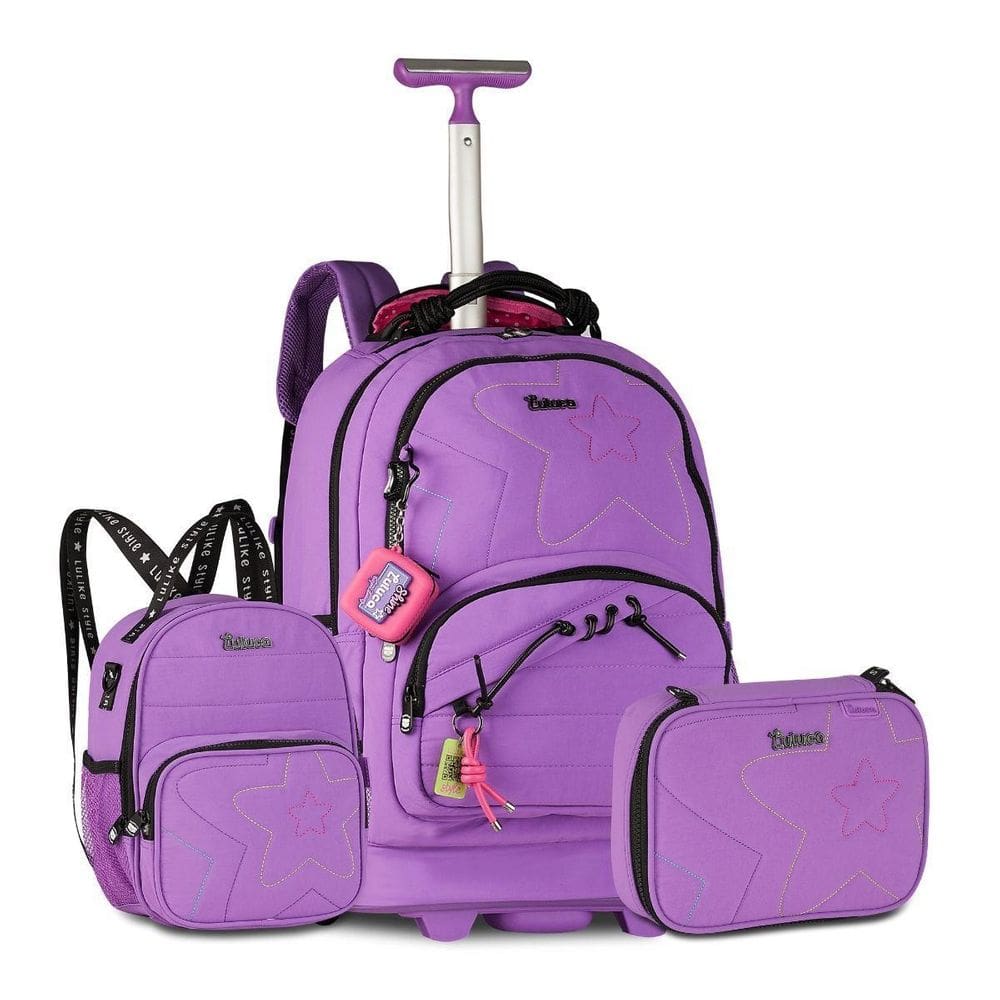 Kit Escolar Luluca Mochila Com Lancheira E Estojo Box Lilás