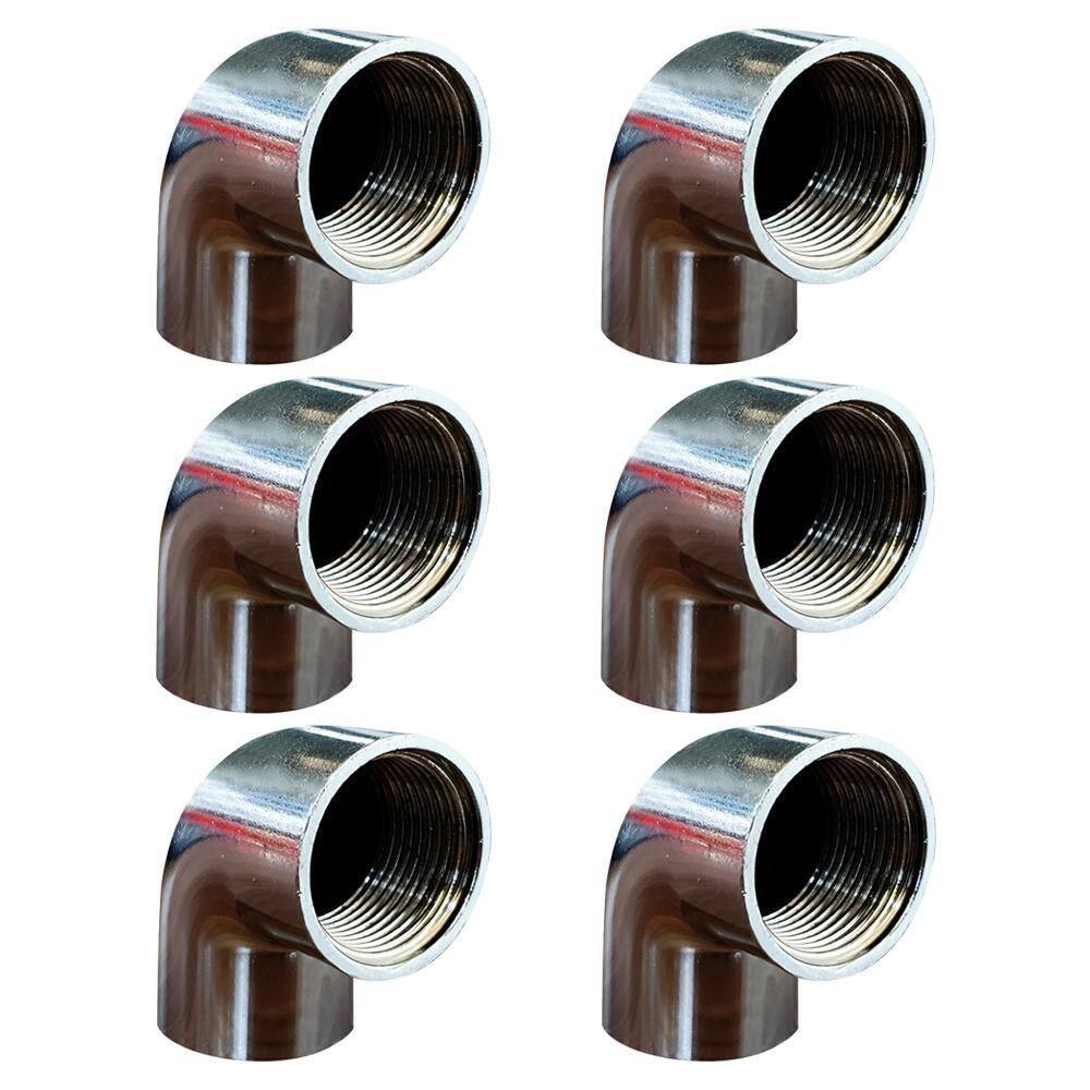 Kit 6 Joelho Cotovelo Curva 90º Metal Cromado Fêmea 1/2``