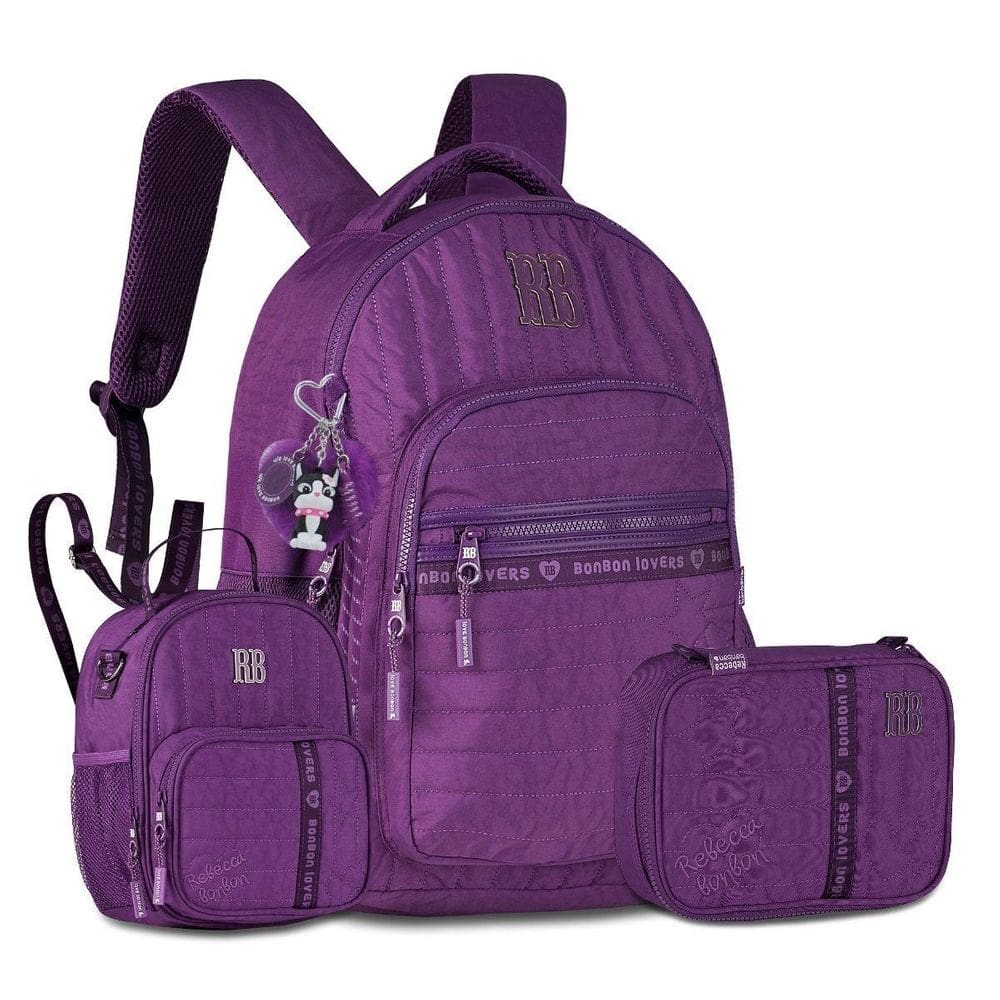 Mochila Rebecca Bonbon Kit Escolar C Lancheira E Estojo Roxo