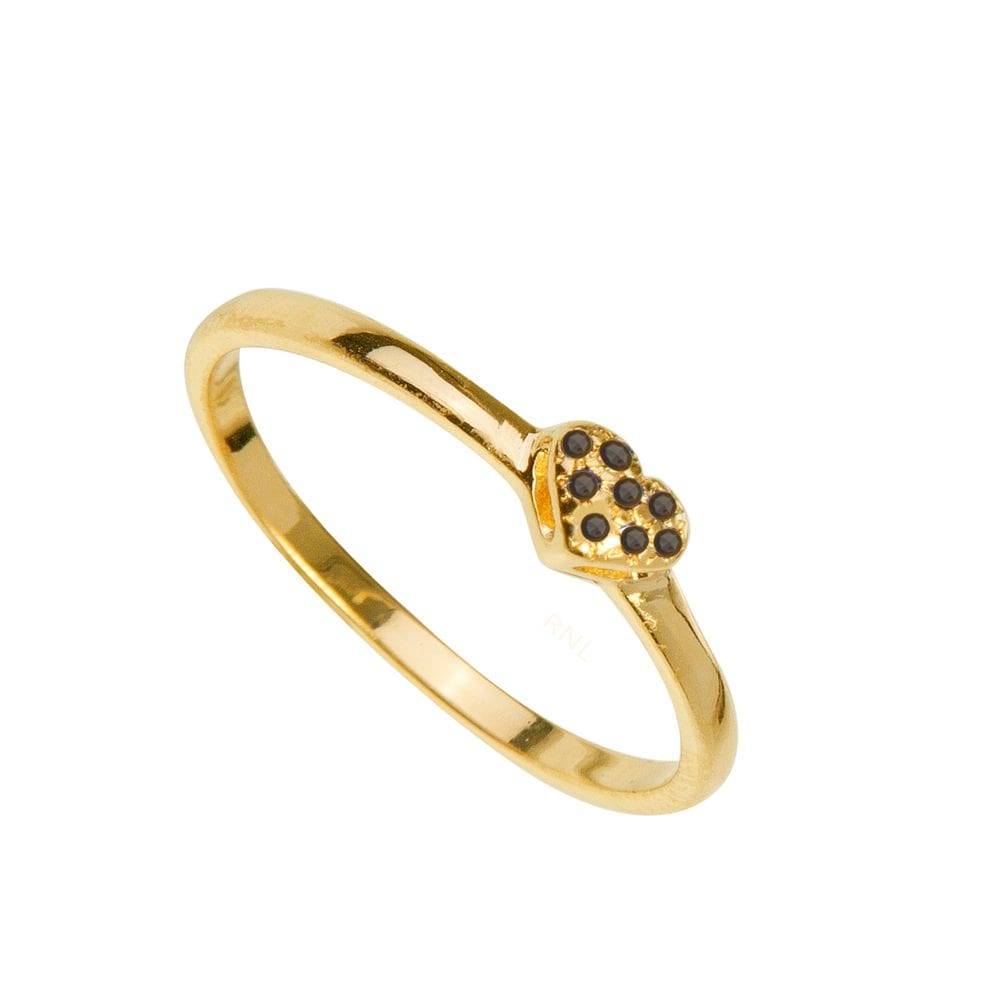 Anel Ronnelly folheado a ouro 18k - Coração com zirconias