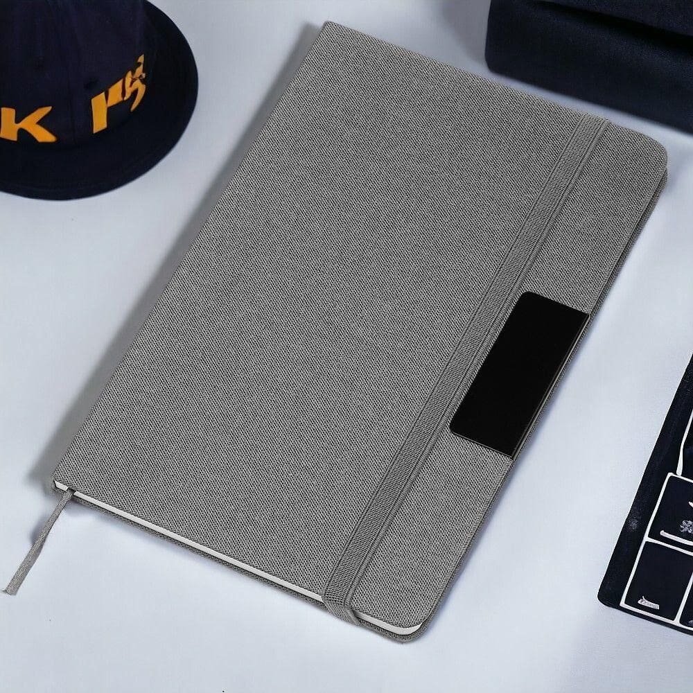 Caderno Elegante De Anotações 80 Folhas Com Elástico Cinza - Estilo E Praticidade Para Você