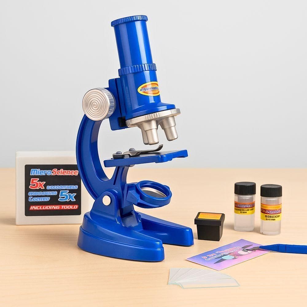 Microscópio Educativo Infantil Led 100x 200x 450x Acessórios