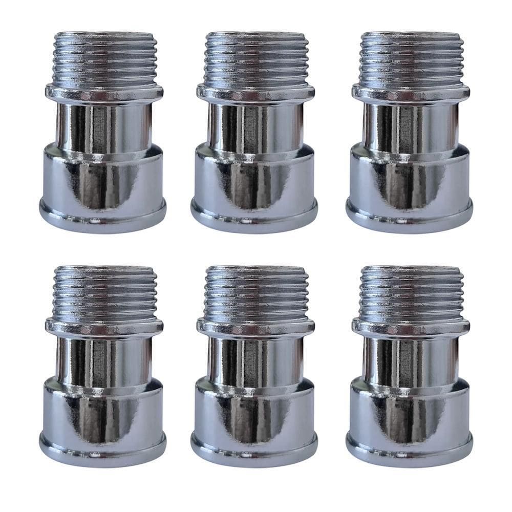 Kit 6 Extensão Para Torneira Curta 1/2`` 40Mm Metal Cromado