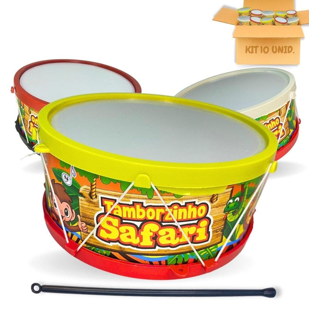 Kit 10 Tambores Brinquedo Musical Prenda Festa Junina